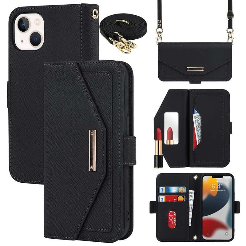 手帳型スマホケース マルチ機能レザー調iPhoneケース財布
