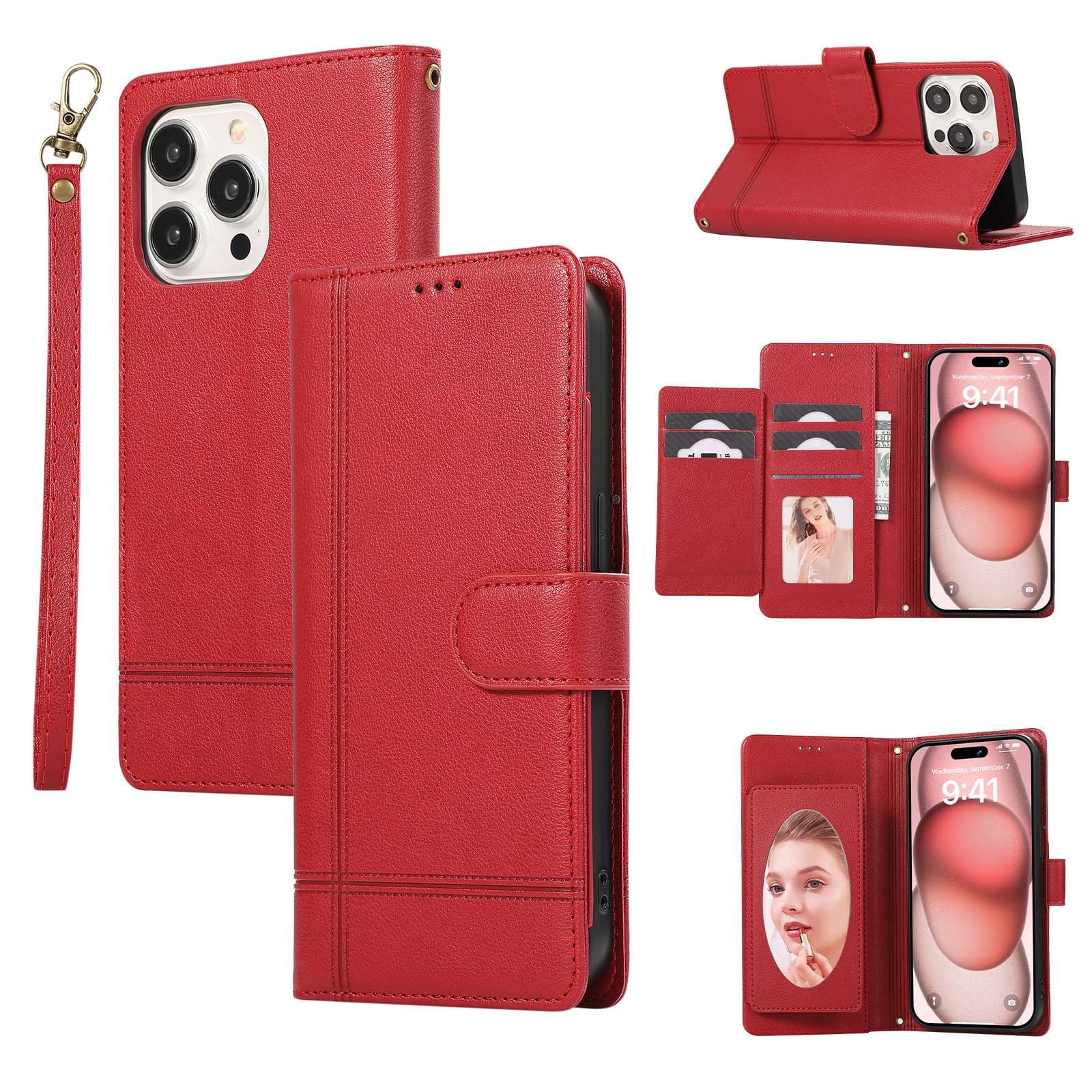 手帳型スマホケース 多機能マルチカラー手帳型iPhoneケース