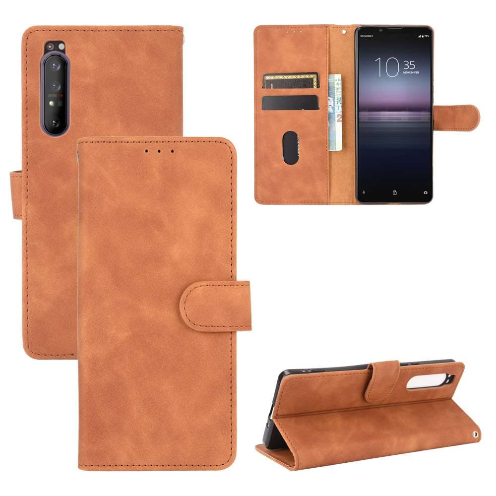 手帳型スマホケース Xperia用レザー調手帳型ケース カード収納付き