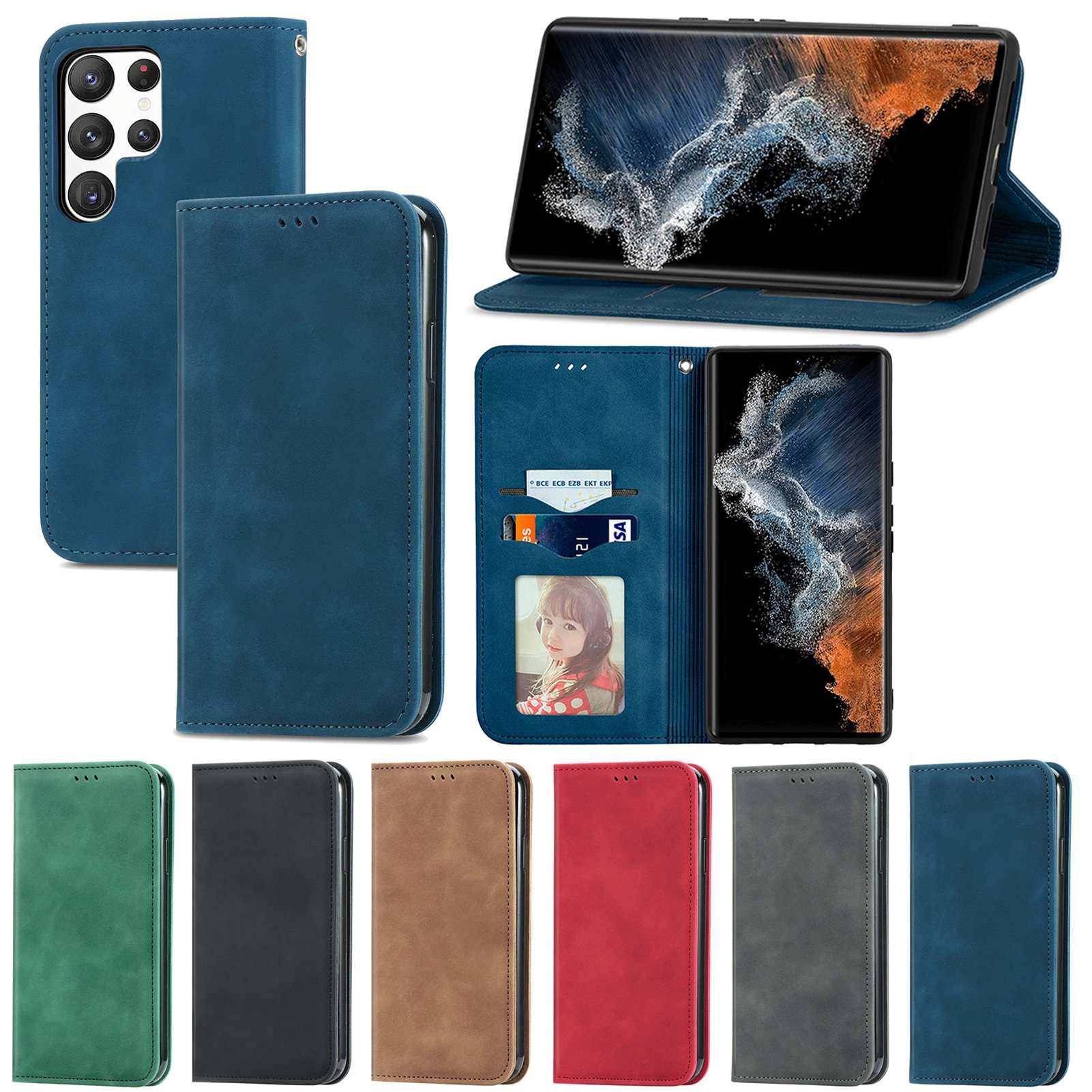 手帳型スマホケース 高級マグネット内蔵手帳型ギャラクシーケース