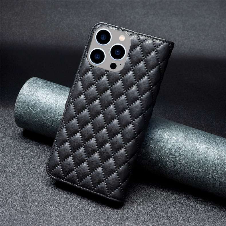 手帳型スマホケース キルティングレザー調 iPhone手帳型ケース