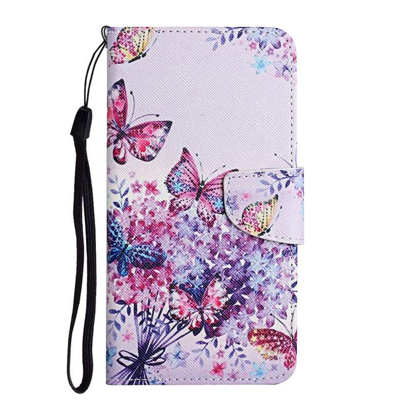 手帳型スマホケース エクスペリア用 蝶と花柄手帳型ケース