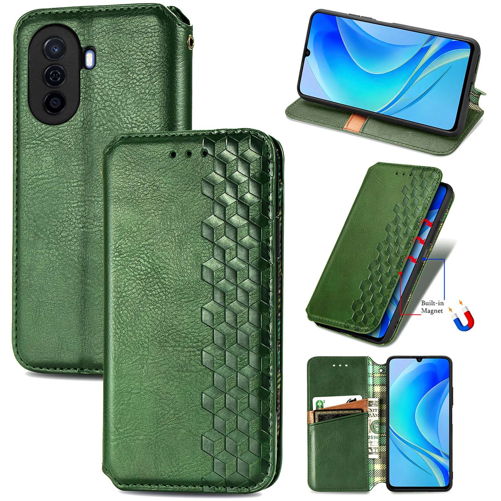 手帳型スマホケース ファーウェイ用耐衝撃マグネット手帳型ケース