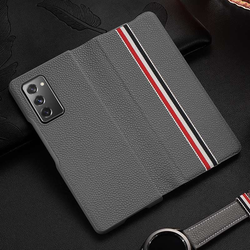 手帳型スマホケース Galaxy用 ストライプ柄レザー調フリップケース
