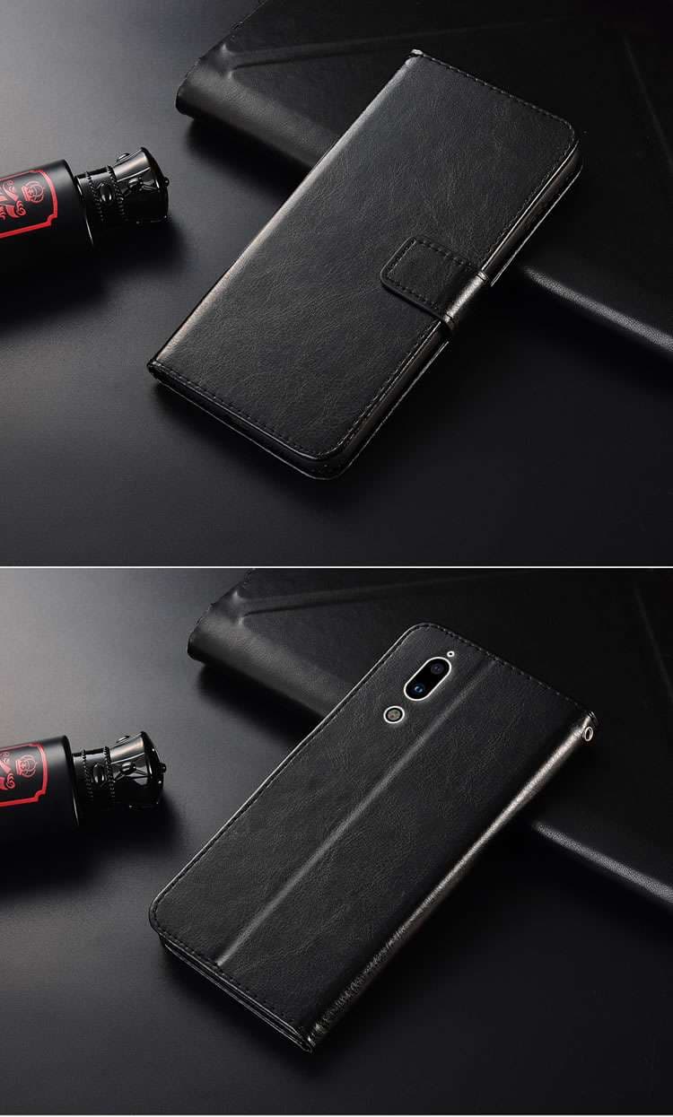 手帳型スマホケース AQUOS用高級レザー調フリップケース