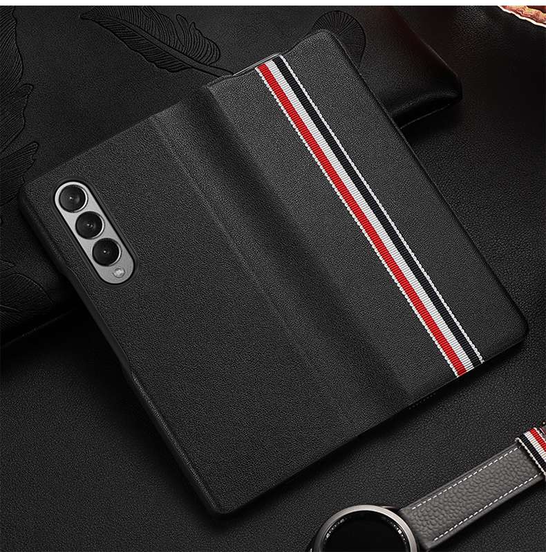 手帳型スマホケース Galaxy用 ストライプ柄レザー調フリップケース
