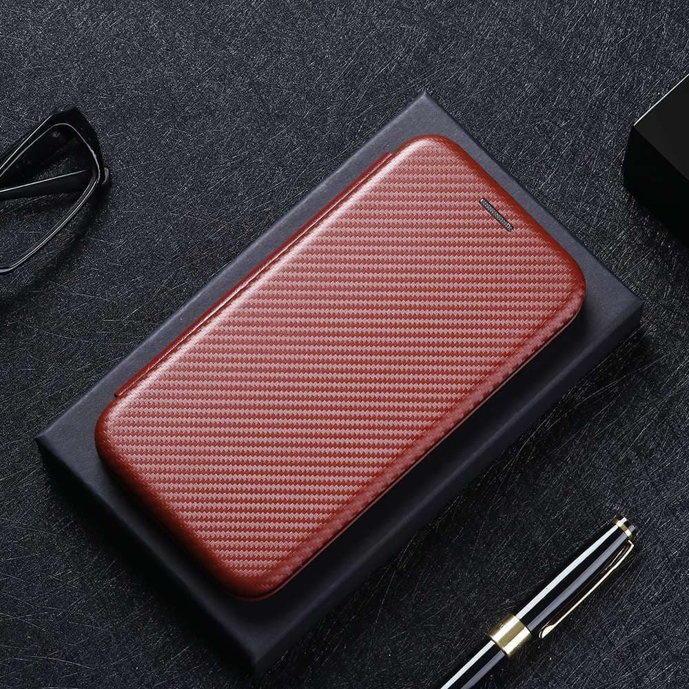 手帳型スマホケース AQUOS シンプルエレガント カーボン調 手帳型ケース