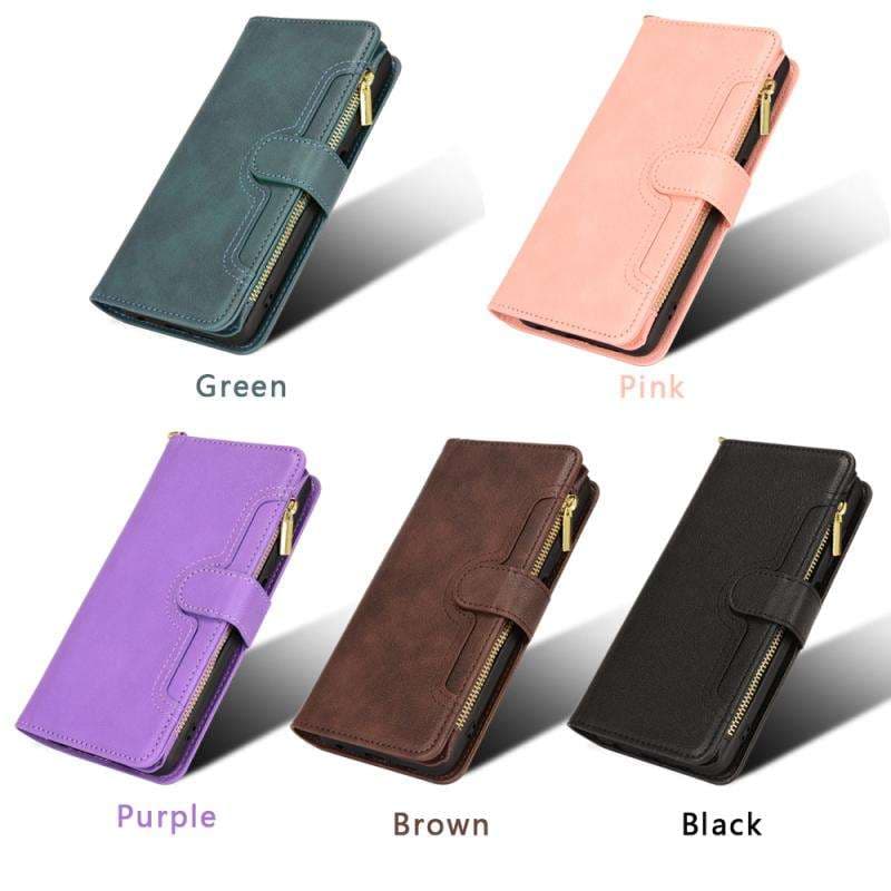 手帳型スマホケース 多機能レザー調iPhoneウォレットケース