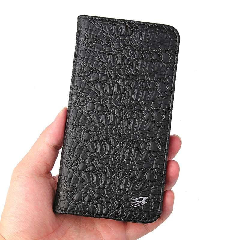 高級クロコダイル調レザー手帳型スマホケース