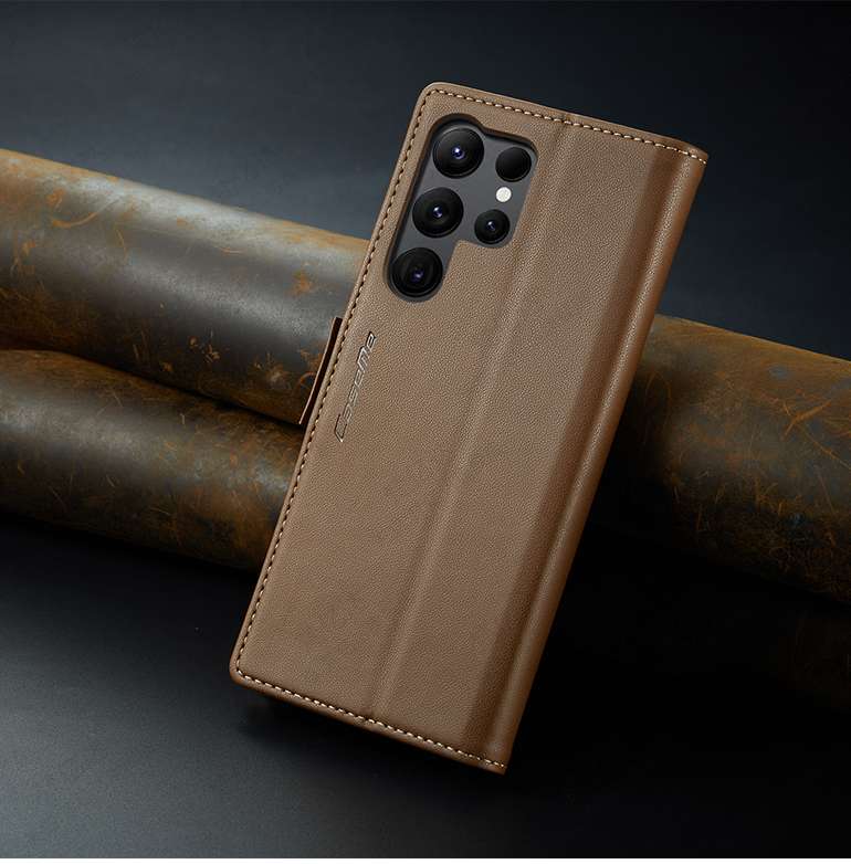 手帳型スマホケース 多機能レザーフォリオケース for Galaxy