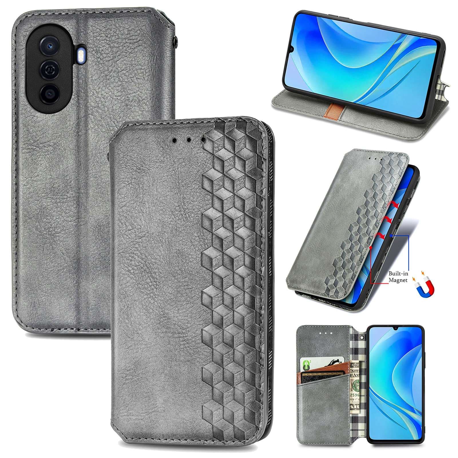 手帳型スマホケース ファーウェイ用耐衝撃マグネット手帳型ケース