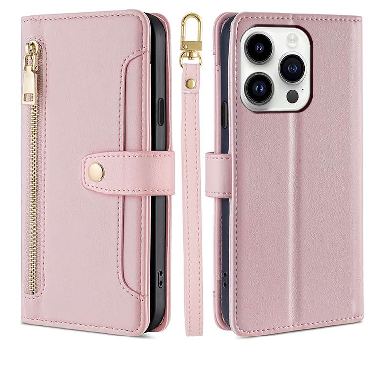 手帳型スマホケース マルチカラー ジッパー付き手帳型iPhoneケース