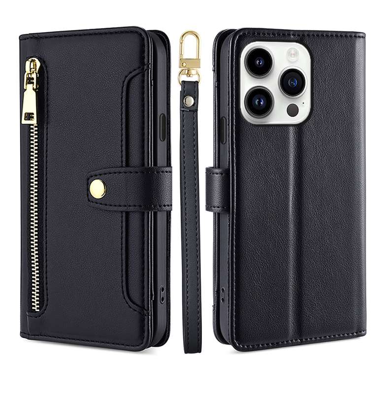 手帳型スマホケース マルチカラー ジッパー付き手帳型iPhoneケース