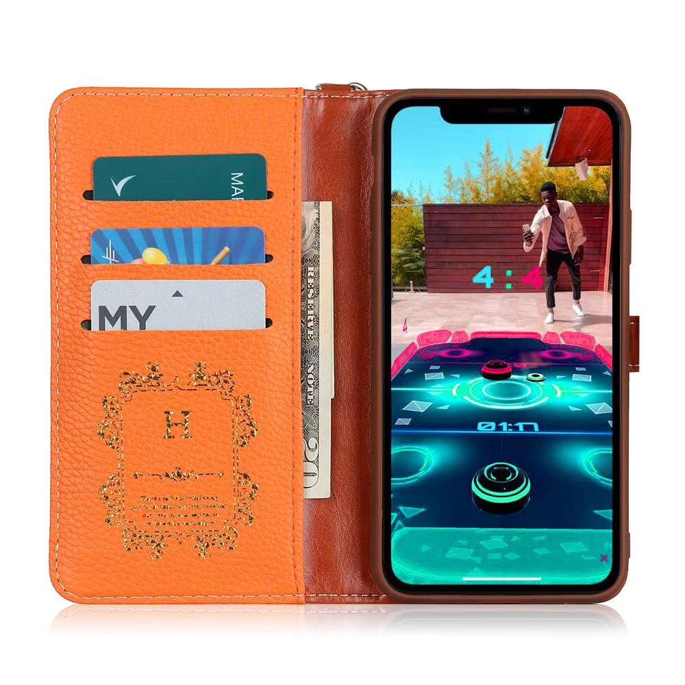 タッセル付き高級レザー手帳型スマホケース