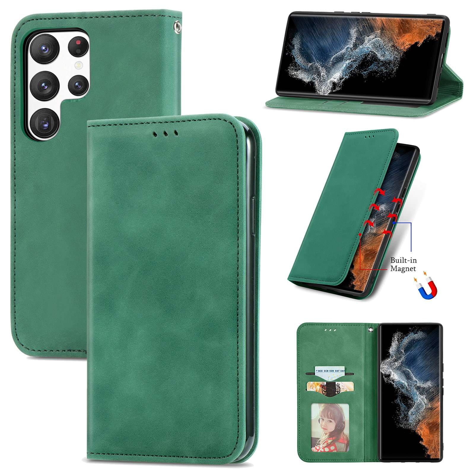 手帳型スマホケース 高級マグネット内蔵手帳型ギャラクシーケース