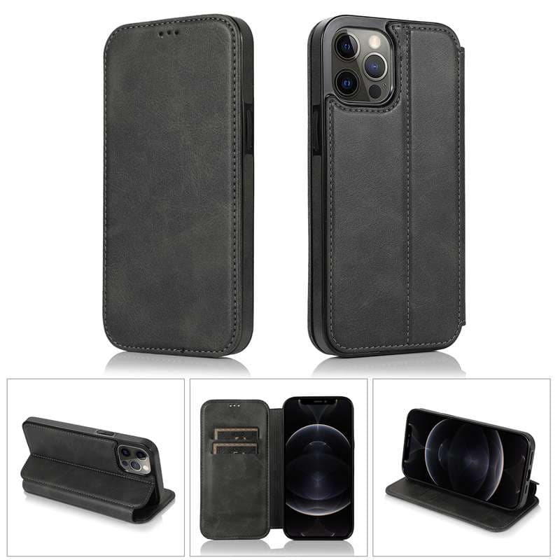 手帳型スマホケース 高級レザー風フリップケース iPhone 12/13シリーズ対応