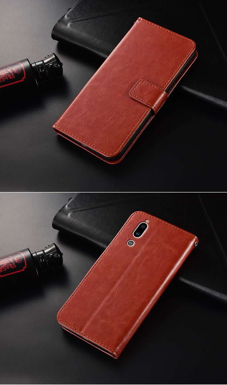 手帳型スマホケース AQUOS用高級レザー調フリップケース