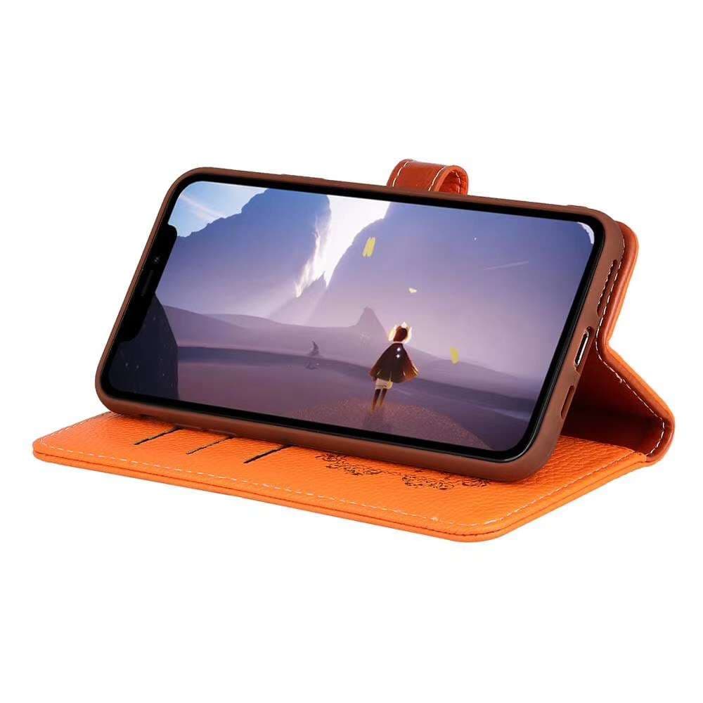 タッセル付き高級レザー手帳型スマホケース