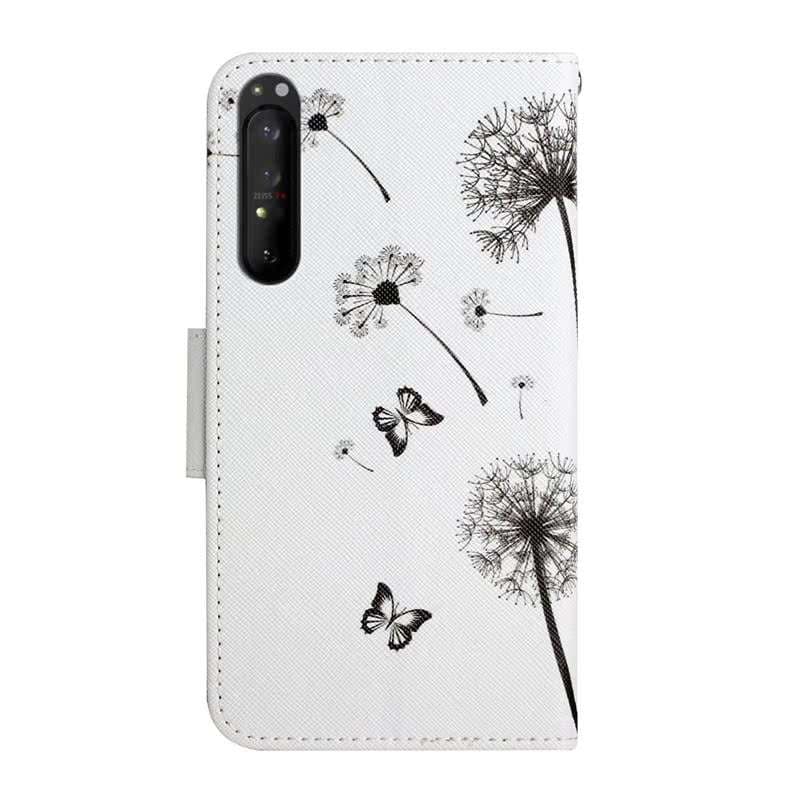 手帳型スマホケース エクスペリア用 蝶と花柄手帳型ケース