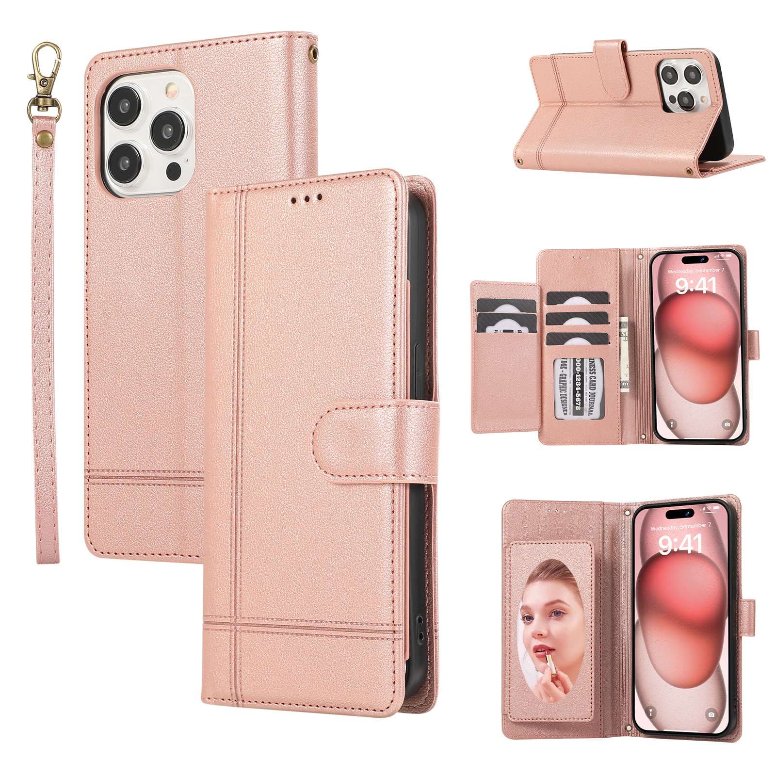 手帳型スマホケース 多機能マルチカラー手帳型iPhoneケース