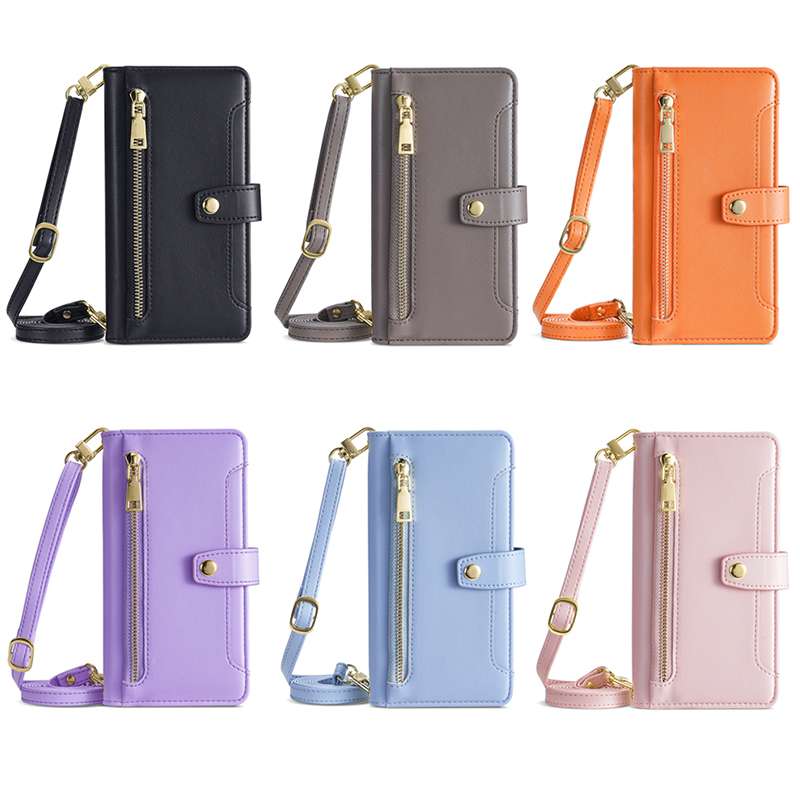 手帳型スマホケース マルチカラー ジッパー付き手帳型iPhoneケース