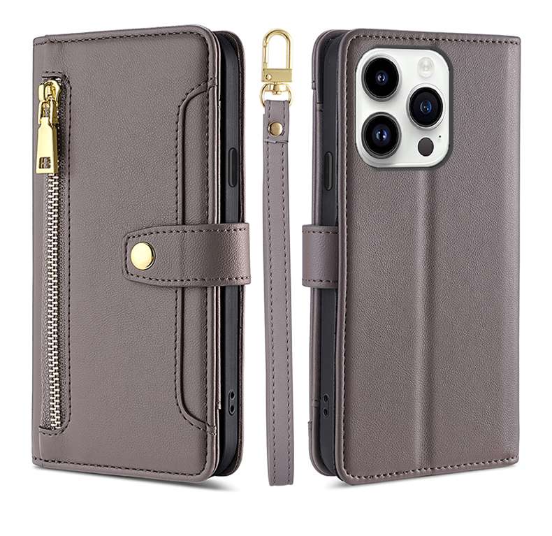 手帳型スマホケース マルチカラー ジッパー付き手帳型iPhoneケース