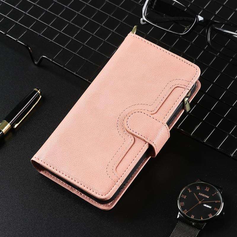 手帳型スマホケース 多機能レザー調iPhoneウォレットケース