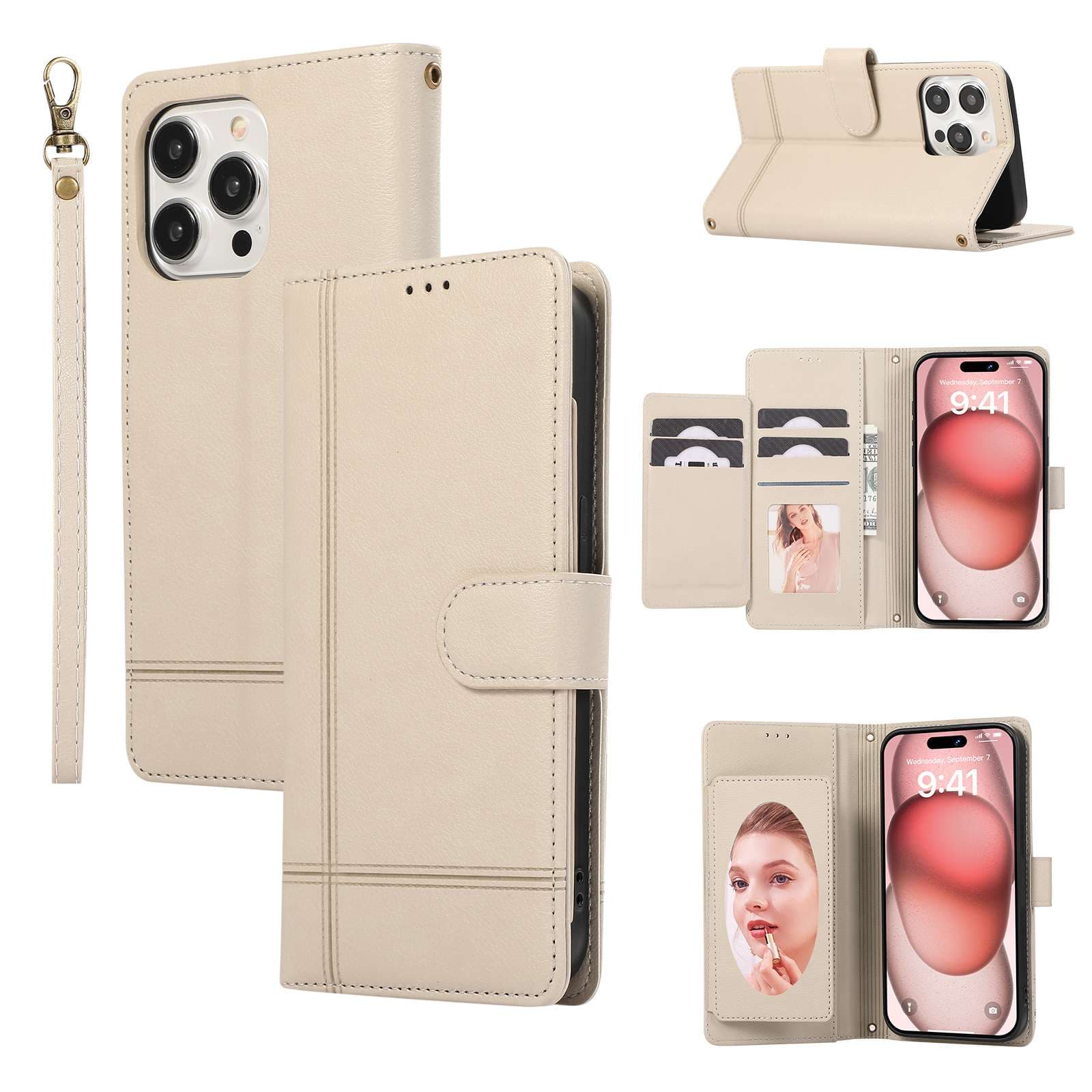 手帳型スマホケース 多機能マルチカラー手帳型iPhoneケース